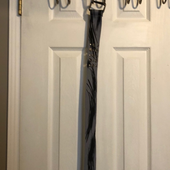 Grey canvas belt wide with silver buckle - Picture 3 of 5